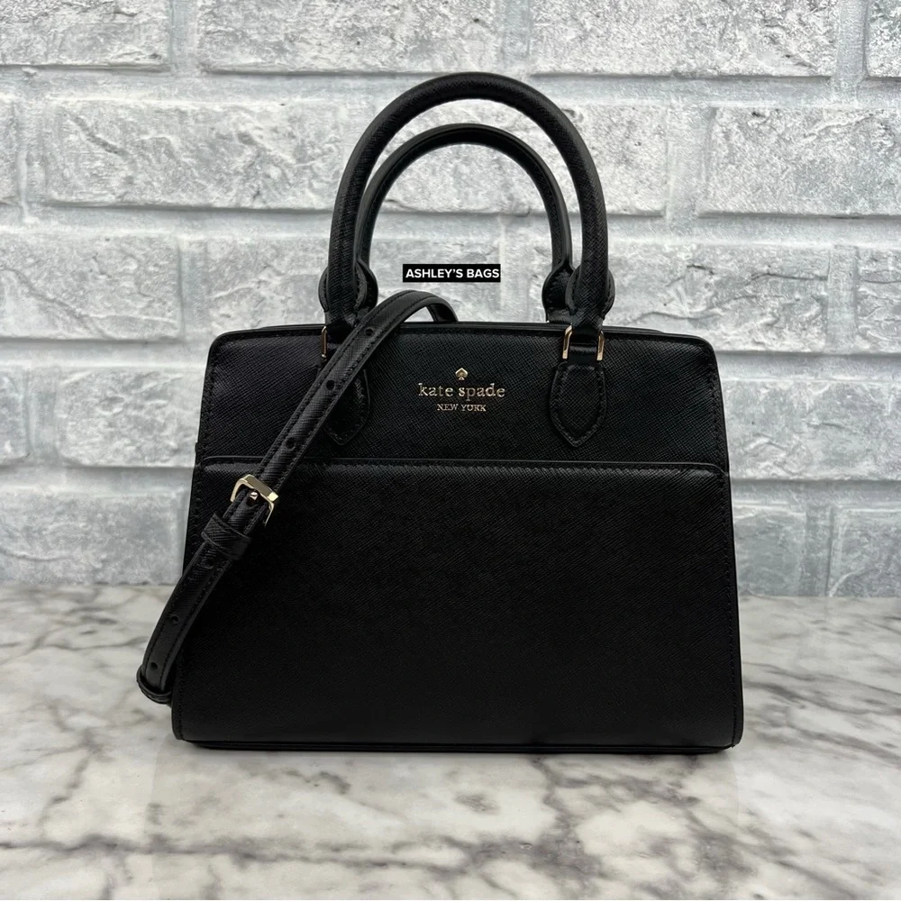 Kate Spade Madison Small Satchel Crossbody In Black
